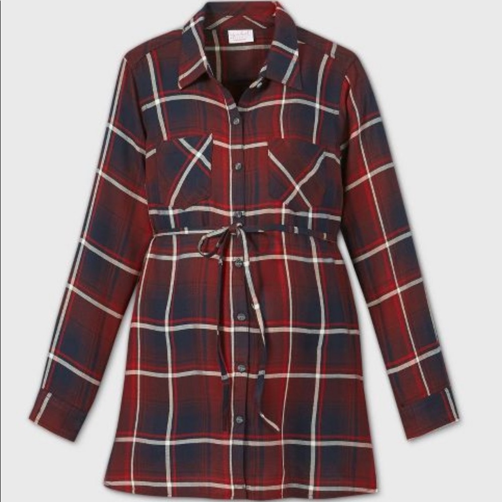 Maternity:Plaid Long Sleeve Tunic, NWOT
